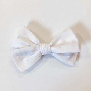 Large Swiss Dot White Bow