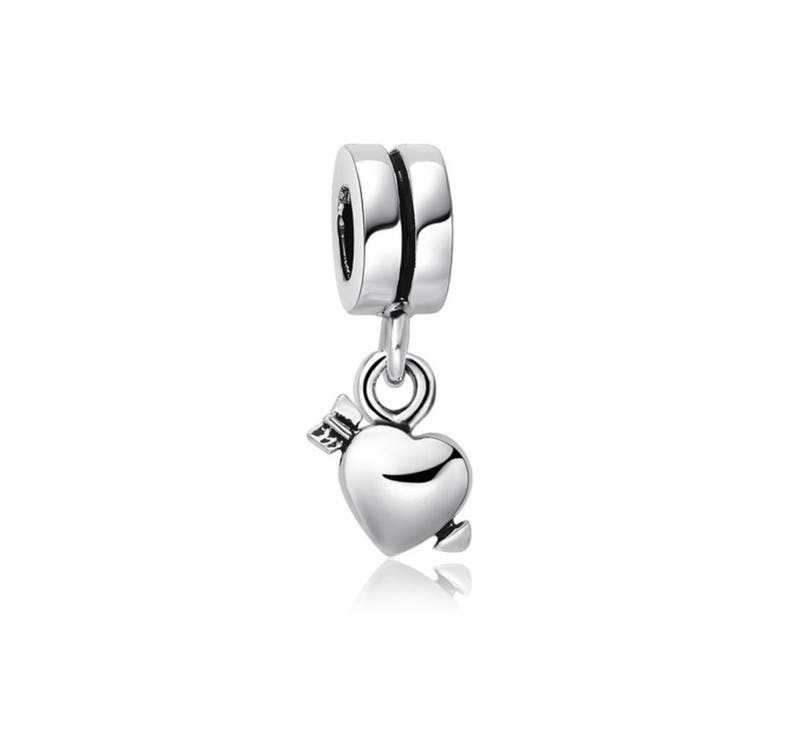 A silver alloy metal heart bead fit European snake charm chain buy 4 get 1 free