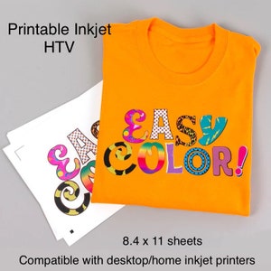 Siser Easy Color DTV, Printable HTV Pre Cut Sheets for Desktop Inkjet Printers