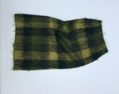 Vintage Long Pencil Mohair wool skirt 80s 90s green yellow check plaid