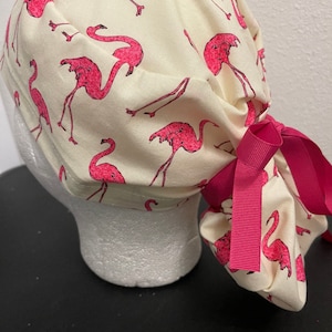 Women’s flamingo ponytail OR scrub cap