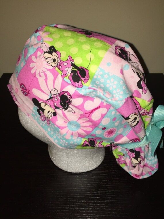 Women's Minnie Mouse ponytail scrub cap Etsy