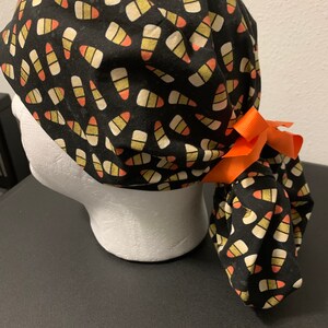 Women&#39;s Halloween candy corn ponytail OR scrub cap