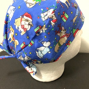 Unisex Christmas dogs with presents OR scrub cap