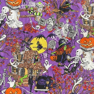 Halloween scene European OR scrub cap. Add on buttons, satin lined available