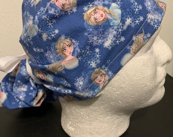 Women’s Elsa Frozen ponytail OR scrub cap
