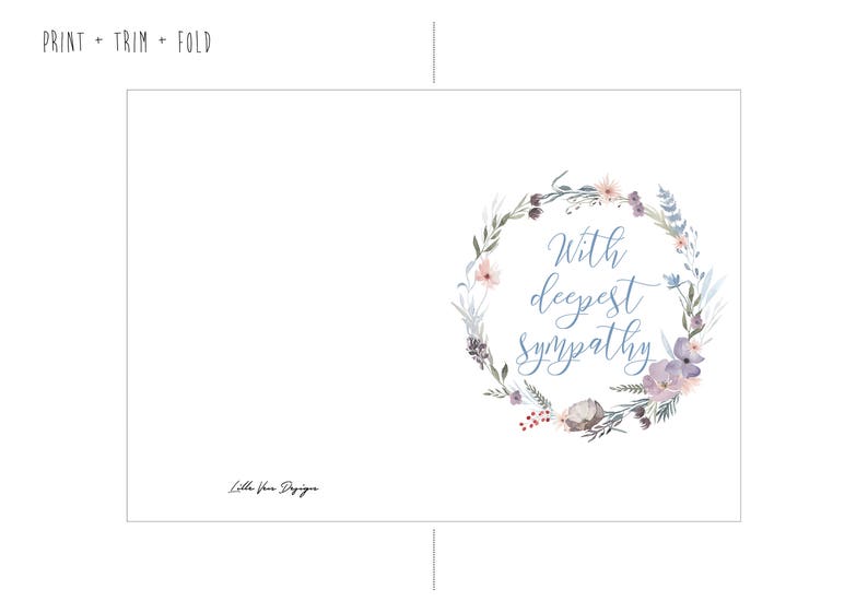 Sympathy Card Printable With Deepest Sympathy Instant Etsy