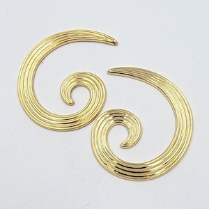 Swirl Embellishments, Vintage, Large Spiral Swirl Ornament, Vintage Charm, Ornament, Cabochon, Wave Charms, 45mm, Gold Embellishment, 6