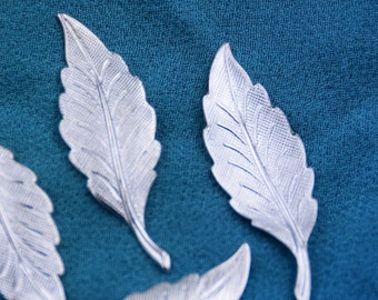 Hojas de metal, hojas de plata antigua, ramas de metal, adornos de hojas, hojas vintage, plata, 6 hojas vintage