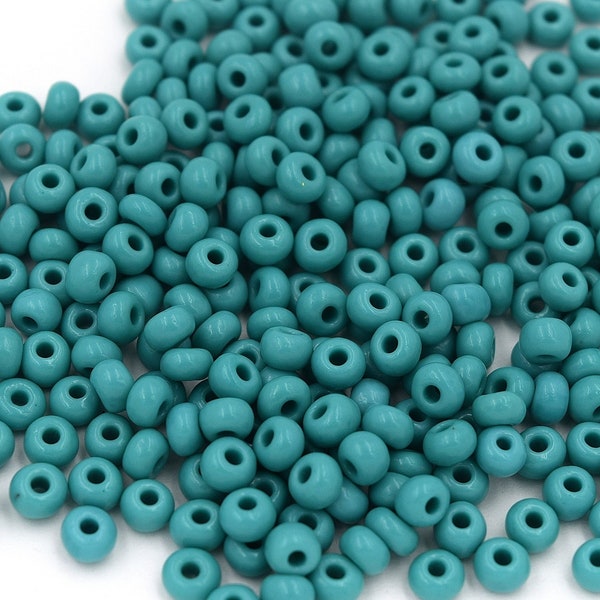 6/0 Pony Bead, Opaque Turquoise or White, Vintage Czech Glass Bead, Large, Seed Beads, Smooth Round Shape, Glass Sew On, 100 Beads, 10 Grams