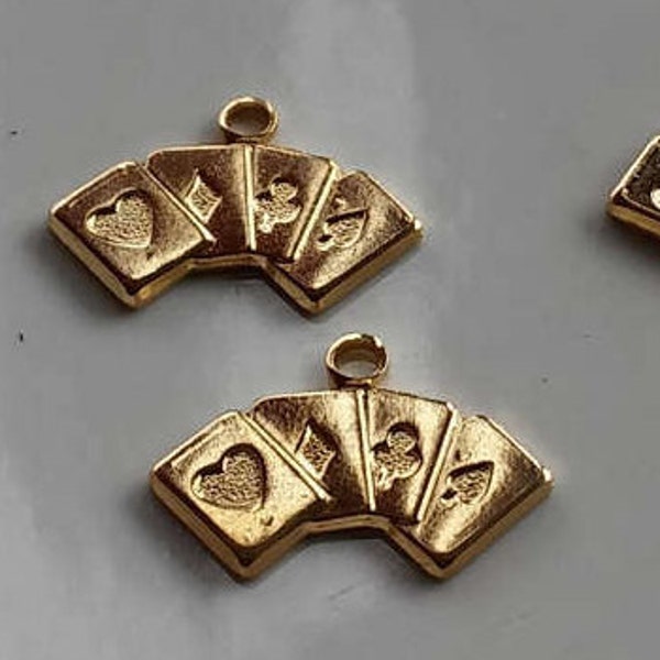 Playing Cards, Gambling Cards, Poker Cards, Las Vegas Charms, Deck of Cards, Texas Hold' em, Gold Card Charms, 6/12pieces