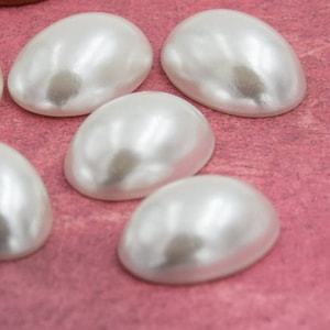 Cabujones Ovalados, Cabujón Blanco Perla, Cabujón Perla, 4 piezas, 14x10 mm