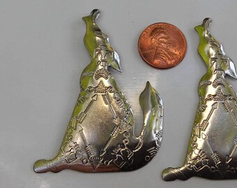 Coyote Embellishment, Silver Western Coyote, Coyote Concho, Silver Coyote, Coyote Embellishment, Native American Coyote, 6/12/24 pieces
