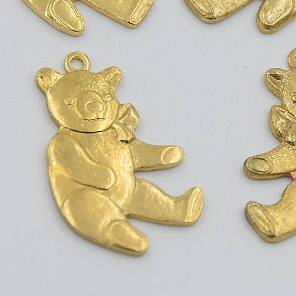 Teddy Bear Charms, Bear Charms, Childrens Teddy Bear, Gold Teddy, Holiday Bears, Christmas Bears, Vintage Bears, Vintage Charms,