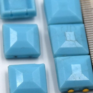 13mm Nailhead Beads, Powder Blue, Vintage Czech Glass Bead, Antique Slider, Faceted Square Shape with Concave back, Vintage Sew On, 12pieces