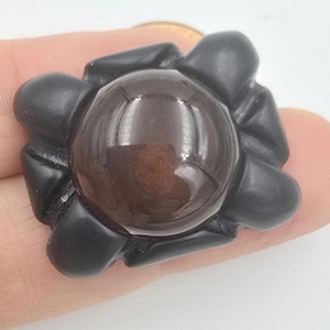 Large Vintage Button, Bakelite plastic, Amber Black Button, Rectangle, Black and Amber,1930&#39;s, Shank Button, 7/8&quot; by 1 1/8&quot;