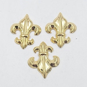 Flor de lis, cabochões de flor de lis, amuletos de carnaval, enfeites de flor de lis, flor de lis dourada, 6 peças