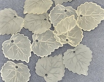 Frosted Lucite Leaf Bead, Frosted Leaf Bead, Leaf Bead, Acrylic with Frost Finish, Bridal Beads, 17mm by 15mm, Leaf Beads, 12 pieces