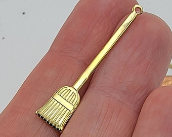 Witches Broom, Halloween Charms, Broom, Sweeping Broom, Witches Broom Charms, Halloween Broom, Gold Broom, Vintage Halloween Charm