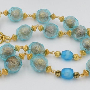Vintage Necklace, Repurposed Bead Necklace, Handmade Jewelry, 1950&#39;s beads, Vintage retro necklace, gold accent beads, 22 inches