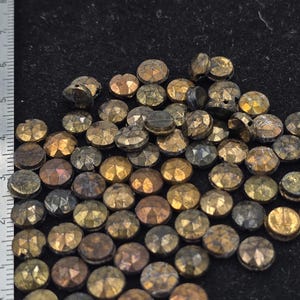 6mm Bronze Gold Glass Sew On,Vintage Czech Glass, Early 1900's Glass Beads, Faceted Round Shape with Flat back, Nailhead Bead, 24 pieces