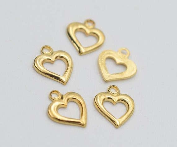 2/6 Heart Connector Charm, Valentines Charms, Heart Charms for