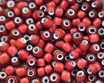 9/0 , White Heart Seed Beads, White Center, Vintage Italian Glass
