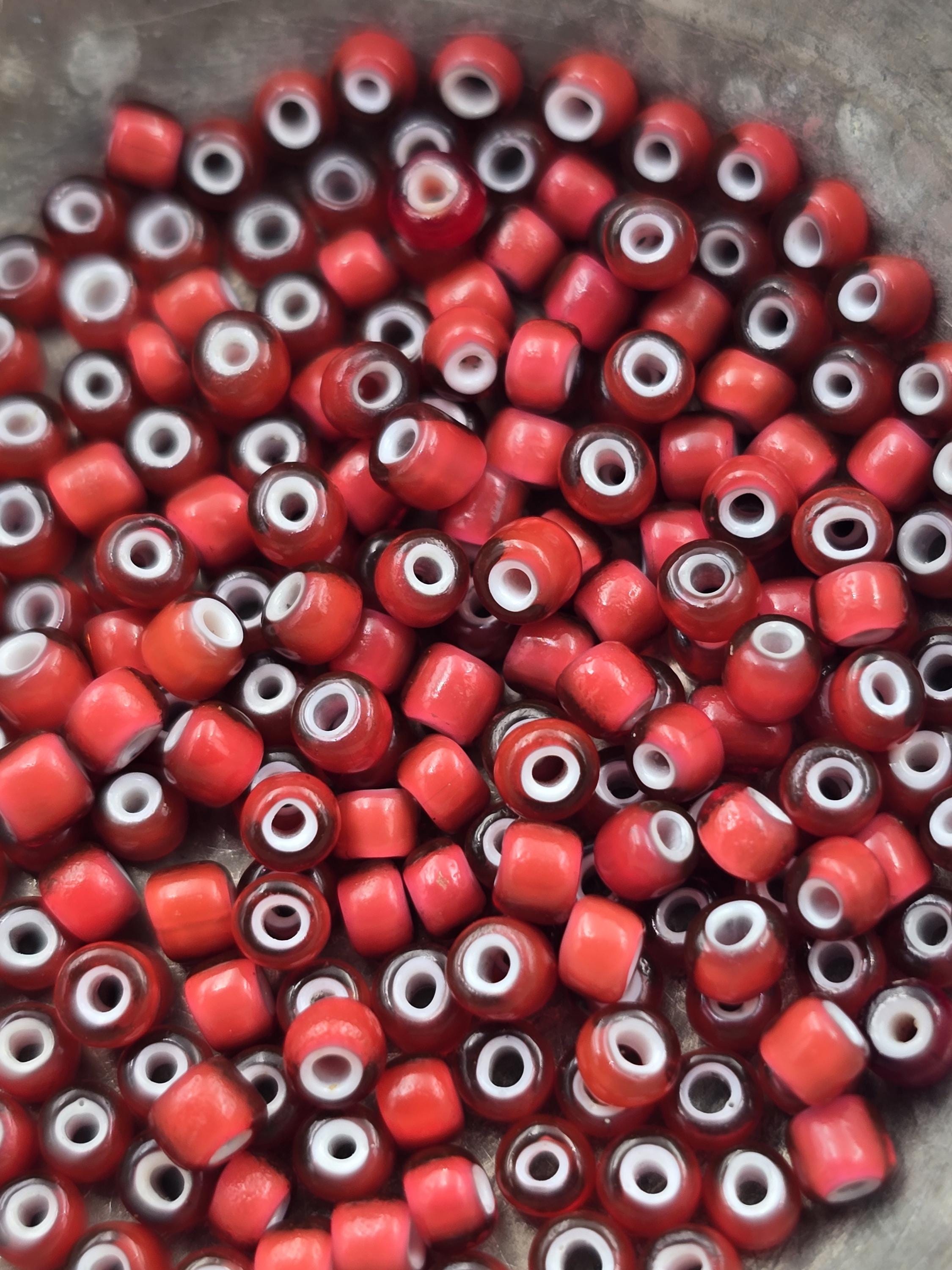 9/0 , White Heart Seed Beads, White Center, Vintage Italian Glass
