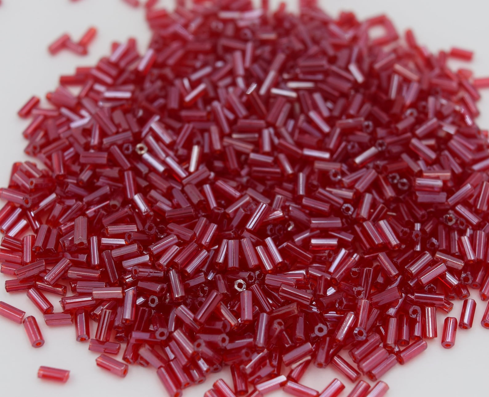Size 2 Red Translucent Bugle Beads Polished Red Glass - Etsy