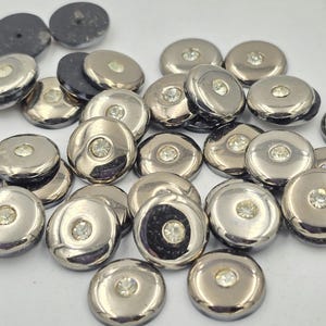 cabochon vintage, verre Black Diamond, embellissement rond, centre en cristal, cabochon vintage, 13 mm, verre des années 40, 1/2 pouce, 6 pièces