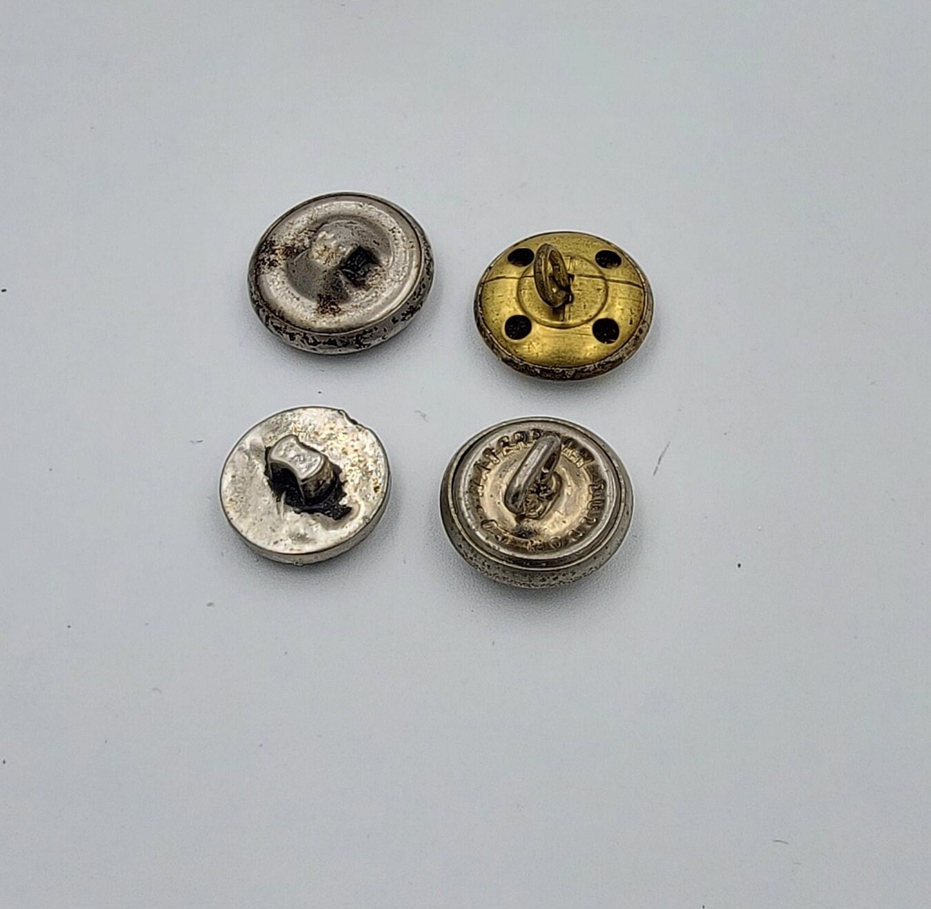 4 Vintage Buttons, Silver Metal Pattern, Nautical Theme, Mid Century ...