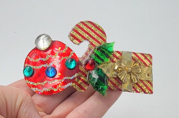 Holliday Barrette, handmade Ornament Barrette, Ac… - image 4