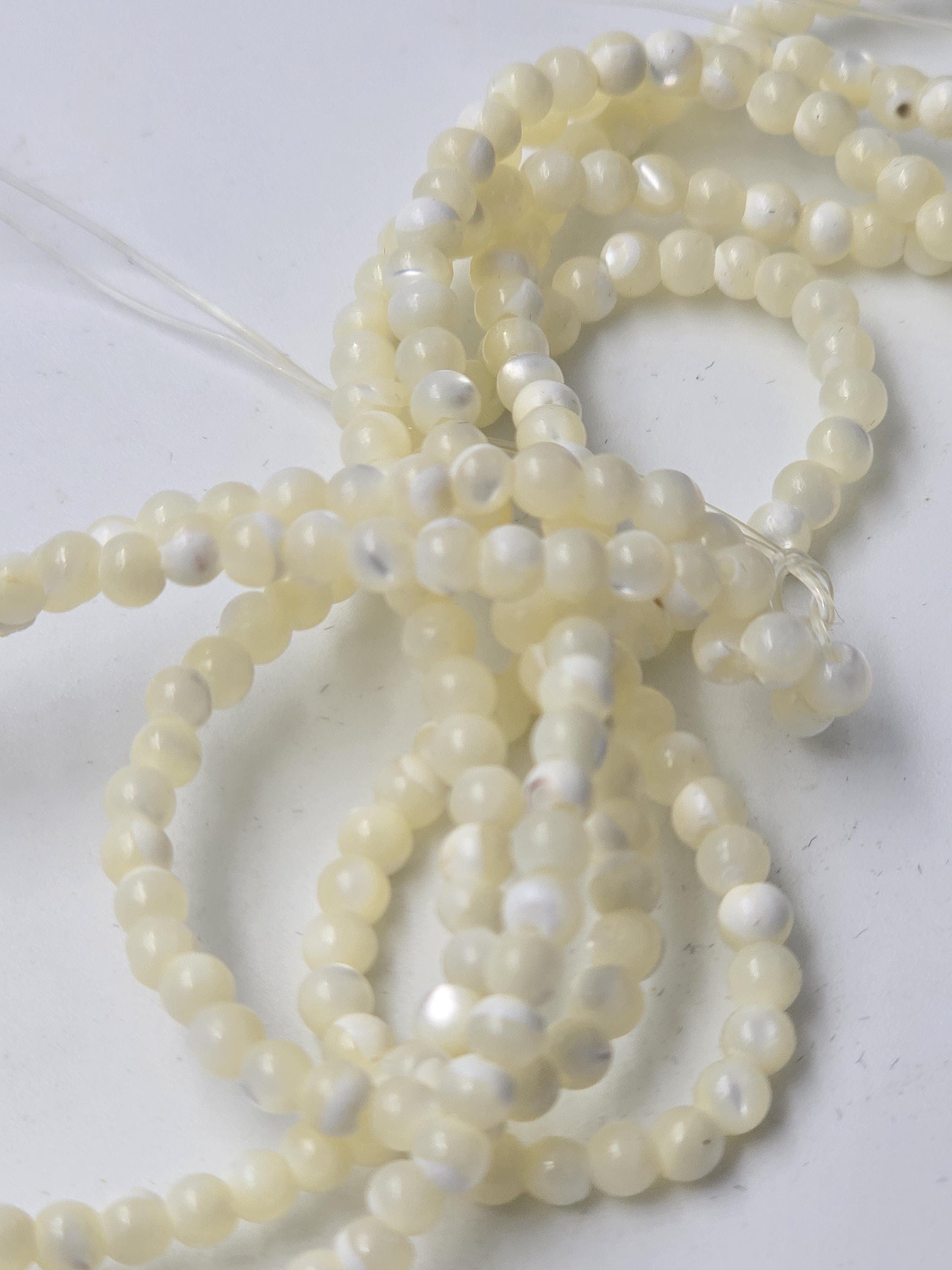 Mother of Pearl Bead, 3mm Bead Size, White Round Shell Bead - Etsy