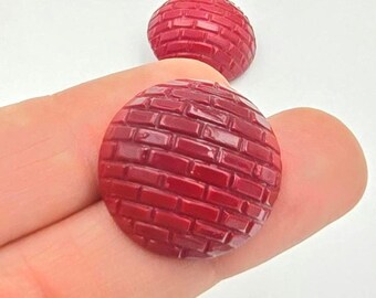 3 Vintage Buttons, Round Faceted buttons, Burgundy red Glass, Buttons, shank back, 1940 Modern button, 22mm, 7/8"