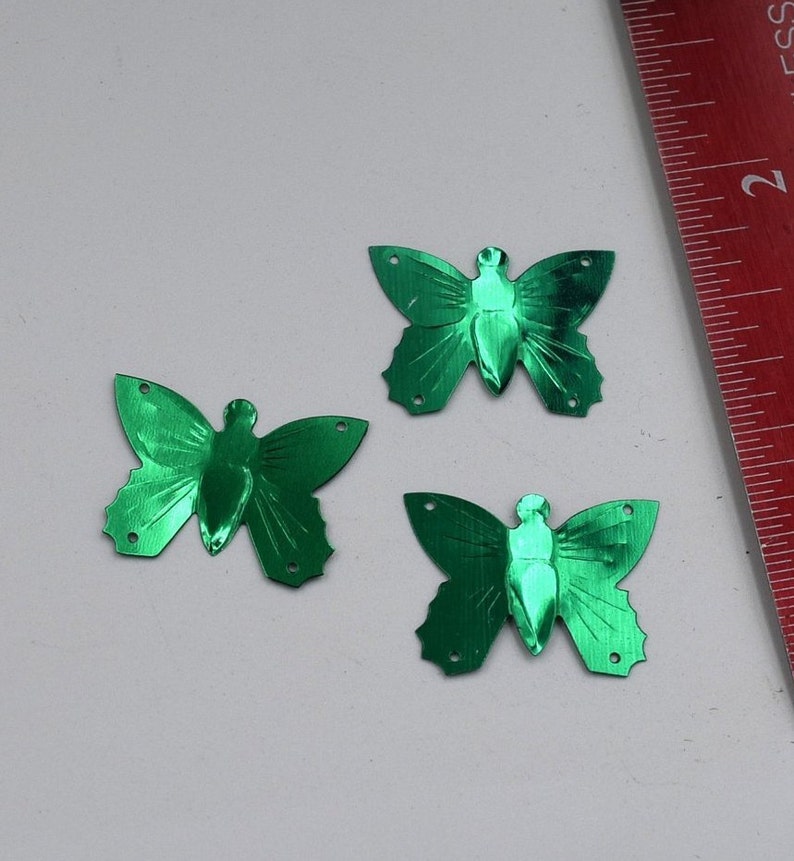 5 Gram Bags 20 mm Vintage Butterfly Sequins Pink Green Vintage Czech Sequins
