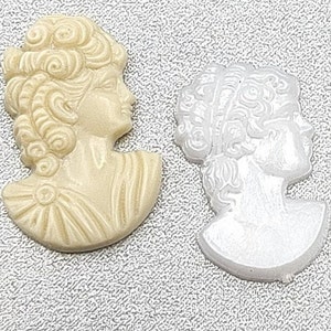 Cabujones camafeo, perlas falsas vintage, blanco perla, cabujón camafeo crema opaco, decoraciones camafeo, adornos de mujer romana, 19 mm, 6 piezas