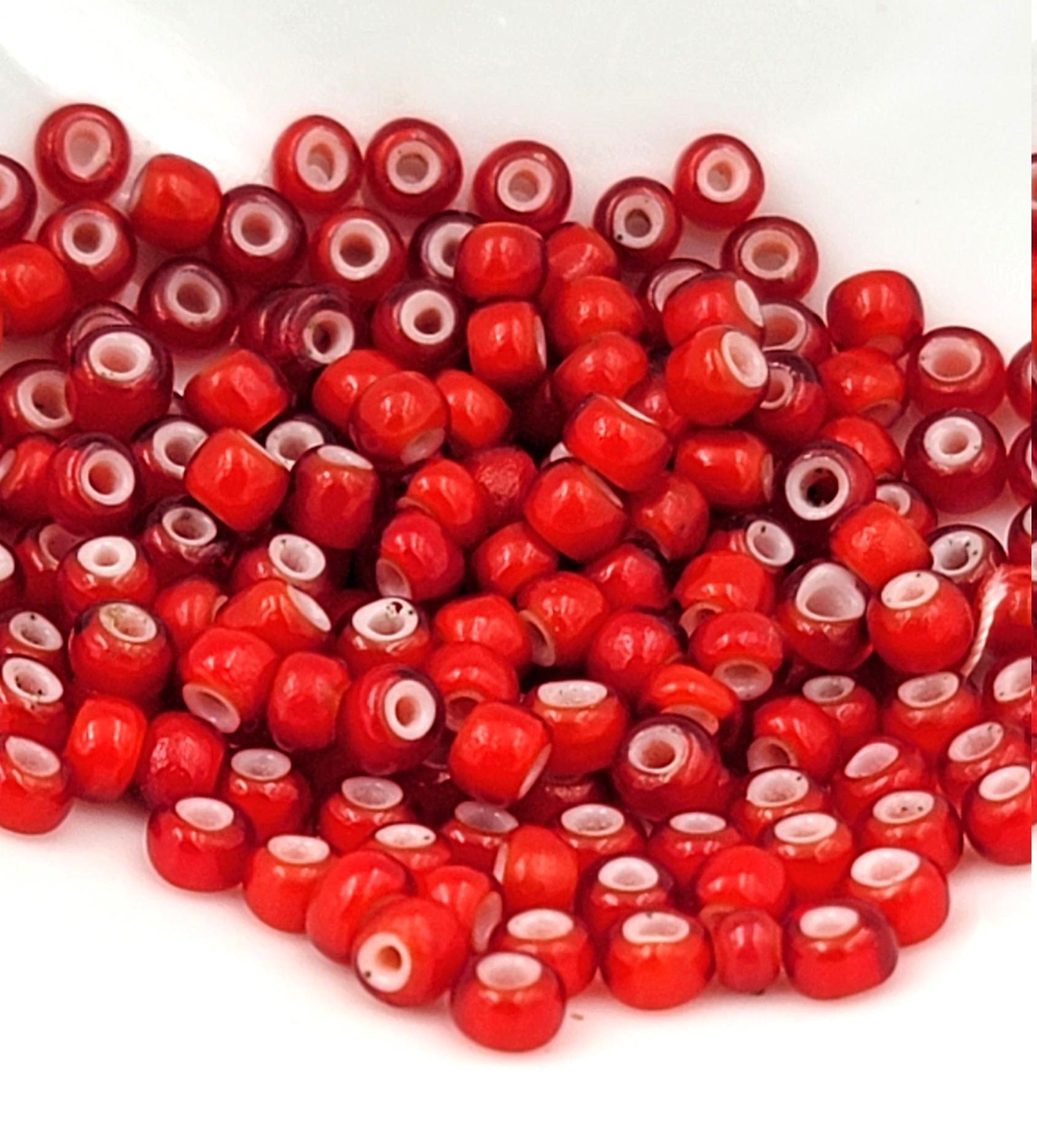 9/0 , White Heart Seed Beads, White Center, Vintage Italian Glass
