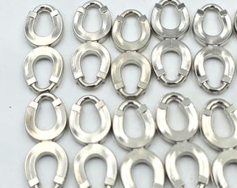 Horse Shoe Connectors, Connector Charm, Vintage Acrylic, Silver Connector, Horse Shoe Charms, Gold, 30mm Charm, Two sided, 6 pieces
