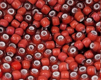 9/0 , White Heart Seed Beads, White Center, Vintage Italian Glass