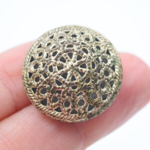 Fillagree metal pattern, Antique gold finish, Mid Century, made in Czechoslovakia, silver ornate dome pattern, 22mm, Lot of 2, Vintage