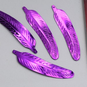 Vintage Feather Sequins, Silver Blue, Lime Green, Fuchsia, 45mm by 10 mm Feather, Sequins, 45mm,  Hole for dangle, 20 pieces