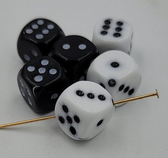 10mm Square Acrylic Dice Bead, 6 Beads, Black Dice, Lucky Dice, 6 Beads,  Las Vegas Dice 