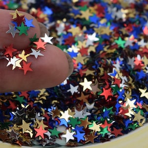 Coriandoli a forma di stella, paillettes a forma di stella, glitter a forma di stella, paillettes a forma di stella da 5 mm, sacchetto da 10 grammi, stelle verdi, dorate, argentate, blu, rosse, mix, paillettes a forma di stella, oltre 1000