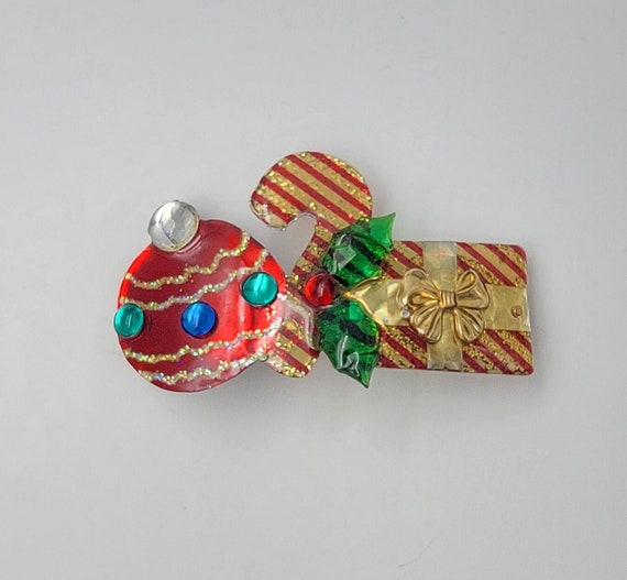 Holliday Barrette, handmade Ornament Barrette, Ac… - image 1