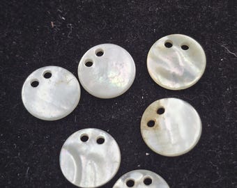 ヴィンテージボタン、白い真珠貝ボタン6個、1900年代初頭のボタン、10mmまたは3/8インチ