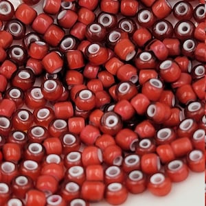 9/0 , white heart seed beads, White Center, Vintage Italian Glass, White heart, Seed Beads, Glass Bead, 5 Grams