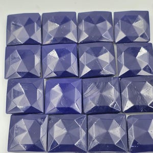 16 mm Nailhead Bead, Navy Blue, Vintage Czech Glass Bead, Antique Slider, Faceted Square Shape with Concave back, Glass Sew On, 6 pieces