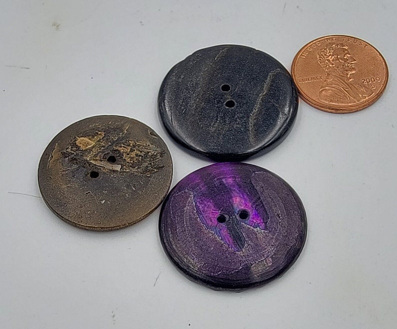 Vintage Buttons, 3 Abalone Buttons, Shell Buttons From the Mid 1900's ...