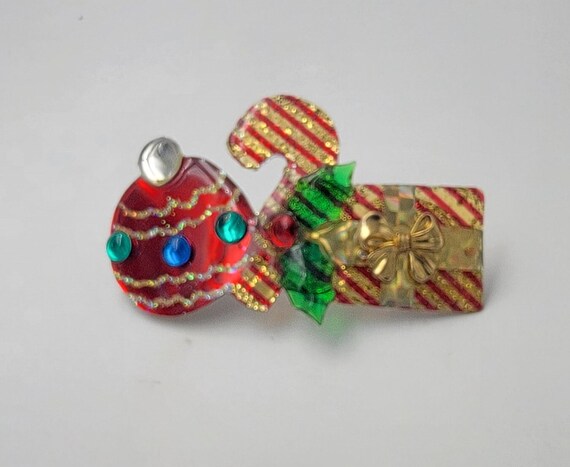 Holliday Barrette, handmade Ornament Barrette, Ac… - image 2