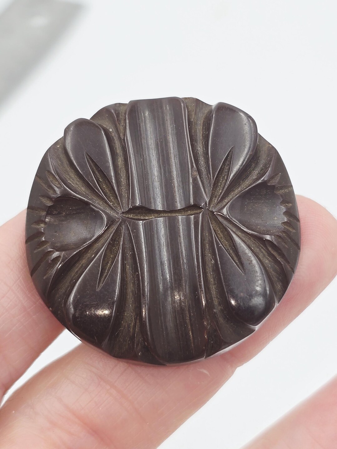 Deco Button Large Vintage Deco Button, Chocolate Brown Bakelite Plastic, Large ...